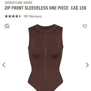 Skims Signature Swim Zip Up One Piece XL
